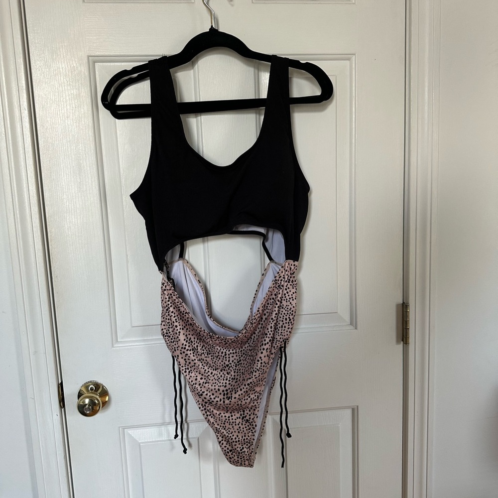 Black and Leopard Print Women's Top